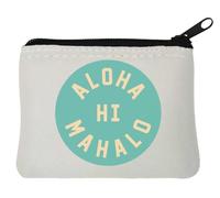 Hawaii Aloha Mahalo Hi - Monedero de neopreno (10 x 11 cm), color blanco, White, Talla única