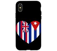 Hawaii and Cuba Flags: Heart Shaped Unity Carcasa para iPhone X/XS