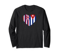 Hawaii and Cuba Flags: Heart Shaped Unity Manga Larga
