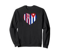Hawaii and Cuba Flags: Heart Shaped Unity Sudadera