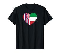 Hawaii and Italy Flags: Heart Shaped Unity Camiseta