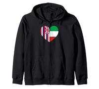Hawaii and Italy Flags: Heart Shaped Unity Sudadera con Capucha