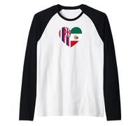 Hawaii and Mexico Flags: Heart Shaped Unity Camiseta Manga Raglan