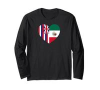 Hawaii and Mexico Flags: Heart Shaped Unity Manga Larga