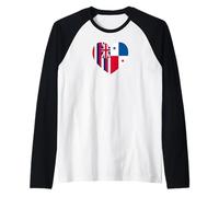 Hawaii and Panama Flags: Heart Shaped Unity Camiseta Manga Raglan