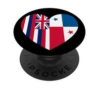 Hawaii and Panama Flags: Heart Shaped Unity PopSockets PopGrip Adhesivo