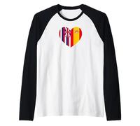 Hawaii and Spain Flags: Heart Shaped Unity Camiseta Manga Raglan