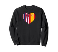 Hawaii and Spain Flags: Heart Shaped Unity Sudadera