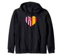 Hawaii and Spain Flags: Heart Shaped Unity Sudadera con Capucha
