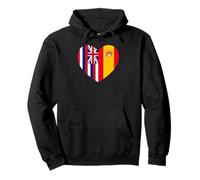Hawaii and Spain Flags: Heart Shaped Unity Sudadera con Capucha