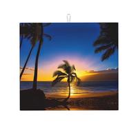 Hawaii Beach - Alfombrilla de drenaje de cocina con estampado de playa absorbente adecuada para varias encimeras