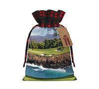 Hawaii Beach Golf Course Bolsa de regalo impresa, perfecta bolsa de regalo de arpillera con bloqueo de color