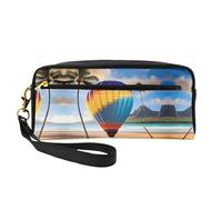 Hawaii Hot Air Balloon - Bolsa de maquillaje pequeña, estuche de doble cara de piel sintética