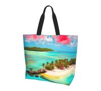 Hawaii Hot Air Balloon - Bolso de mano para mujer, gran capacidad, ideal para ir de compras, trabajo, viajes y gimnasio, Paisaje caribeño, One Size