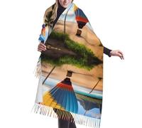 Hawaii Hot Air Balloon Cashmerette - Bufanda con flecos - Bufanda de moda para mujer - Chal de cabeza, bufanda larga - Ideal para otoño e invierno