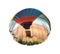 Hawaii Hot Air Balloon - Gorro de ducha para mujer, impermeable, reutilizable, con cordón elástico lavable, adecuado para cabello largo y trenzas, ideal para ducharse.