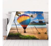 Hawaii Hot Air Balloon - Manta de franela estampada de 50 x 40 pulgadas, manta de franela suave, perfecta para decoración de otoño para el hogar y viajes (30-80 pulgadas)