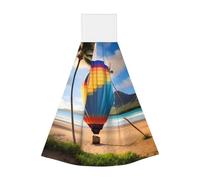 Hawaii Hot Air Balloon - Toalla de mano de forro polar coral, toalla de cocina colgante súper absorbente, toalla de mano colgante para baño y cocina para niños y adultos