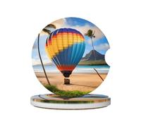 Hawaii - Juego de posavasos de cerámica con diseño de globo aerostático de 2 piezas, adecuado para portavasos
