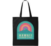 Hawaii Minimalista Arco Iris State USA Gráfico Natural Algodón Orgánico Bolso de Mano Negro, Negro, Talla Única, Negro, En storlek