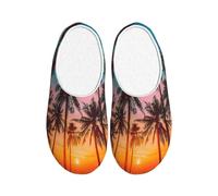 Hawaii Sea Sunset - Pantuflas de franela para hombre, antideslizantes, cálidas, para invierno, para interiores y exteriores, multicolor, X-Small Men/ Small Women
