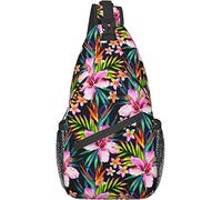Hawaii Tropical Floral Crossbody Sling Bag con Correa de Hombro Ajustable Mochila para Senderismo Viajes Deporte Escalada