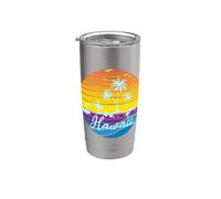 Hawaii Vintage Sunset Surfer Souvenir Vaso térmico de acero inoxidable de doble pared