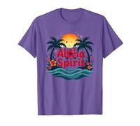 Hawaiian Aloha Spirit Tropical Paradise para Hombre Camiseta, Hombre, Morado Jaspeado, S