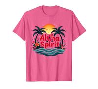 Hawaiian Aloha Spirit Tropical Paradise para Hombre Camiseta, Hombre, Rosa Jaspeado, XXL