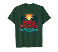 Hawaiian Aloha Spirit Tropical Paradise para Hombre Camiseta, Hombre, Verde Bosque, M
