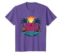 Hawaiian Aloha Spirit Tropical Paradise para Hombre Camiseta, Niños, Morado Jaspeado, 6 años