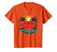Hawaiian Aloha Spirit Tropical Paradise para Hombre Camiseta, Niños, Naranja, 12 años