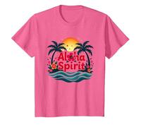 Hawaiian Aloha Spirit Tropical Paradise para Hombre Camiseta, Niños, Rosa Jaspeado, 3 años
