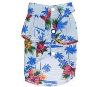 Hawaiian Dog Shirts | Cotton Breathable Pet T - Shirt for Small to Medium Dogs/Cats | Button Design for Simple Dressing | Holiday Outfit for Seasonal Celebrations/Christmas / (L)