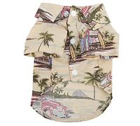 Hawaiian Dog Shirts | Soft Cotton Breathable Pet T - Shirt for Summer | Tropical Coconut Tree Print for Dogs/Cats/Small Pets | Easy Button Closure (M)