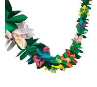 Hawaiian Garland - 9.8Ft Colourful Flower Leaf Banner, Tropical Floral Hanging Decoration, Lightweight Party Ornament, Vibrant Island Style Decor For Beach Birthday Wedding Shower Jungle Theme CE