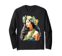 Hawaiian Girl x Hula Girl Acuarela Manga Larga