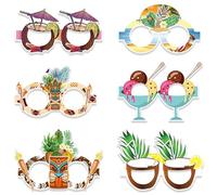 Hawaiian Party Sunglasses - Tropical Paper Eyewear, Fancy Dress Props for Celebrating, Party Favor Unit, Cardboard Frame Support with High Vibrancy, Beach Themed for Photo Posing and Pool Partying