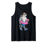 Hawaiian Shark Pink Flamingo Float Pool Summer Men Kids Camiseta sin Mangas
