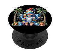 Hawaiian Summer GNOME For Beach Hammock Under Palm Trees PopSockets PopGrip Adhesivo