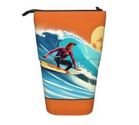 Hawaiian Surfer On - Estuche telescópico para lápices con estampado ondulado, de pie, papelería, maquillaje, estuche de almacenamiento, Black, Talla única