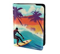 Hawaiian Surfer On - Soporte para pasaporte con estampado ondulado, artículos esenciales de viaje, cartera antirrobo para tarjetas y pasaportes, tamaño para adaptarse a todos los pasaportes estándar