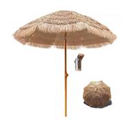 Hawaiian Tiki Hula Umbrella - 5.2ft/6.5ft/8ft Outdoor Beach Parasol with Straw Canopy - Trendy Sunshade for Patio Garden Poolside & Summer Gatherings