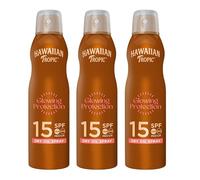 HAWAIIAN Tropic Aceite Protector Solar Glowing Protection - Bruma Aceite Seco Bronceador y Acelerador del bronceado SPF 15 Aceite de Argán - 177 ml (Paquete de 3)