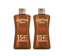 HAWAIIAN Tropic Aceite Solar Bronceador Glowing Protection SPF 15 - Tamaño Viaje 100ml | Protección UVA/UVB | Enriquecido con Coco | Resistente al Agua | Hipoalergénico | Cruelty Free (Pack x2)