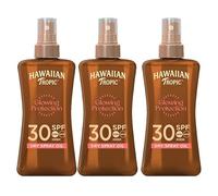 Hawaiian Tropic Aceite Solar SPF 30 - Glowing Oil Aceite Bronceador en Spray con Fragancia Coco & Aceite de Argán - 200 ml (Pack x3)