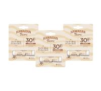 Hawaiian Tropic Bálsamo Labial SPF 30 - Protección Solar UVA/UVB, Sabor Tropical, Hidratación 12 Horas, Resistente al Agua, 4g (Paquete de 3)