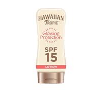 Hawaiian Tropic Glowing Protection Loción solar - SPF 15-180 ml | Loción solar SPF 15 de protección media UVA y UVB, fórmula resistente al agua, con manteca de karité y vitamina E, vegana