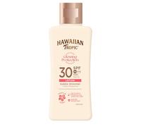 Hawaiian Tropic Glowing Protection MINI Ultra Radiance - Loción Solar Protectora SPF 30, Protege la Piel, Fragancia de Frutas Tropicales, Crema Tamaño Viaje 75 ml (Individual)