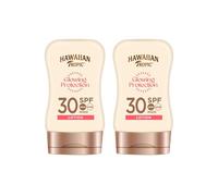 Hawaiian Tropic Glowing Protection MINI Ultra Radiance - Loción Solar Protectora SPF 30, Protege la Piel, Fragancia de Frutas Tropicales, Crema Tamaño Viaje 100 ml (Pack x2)